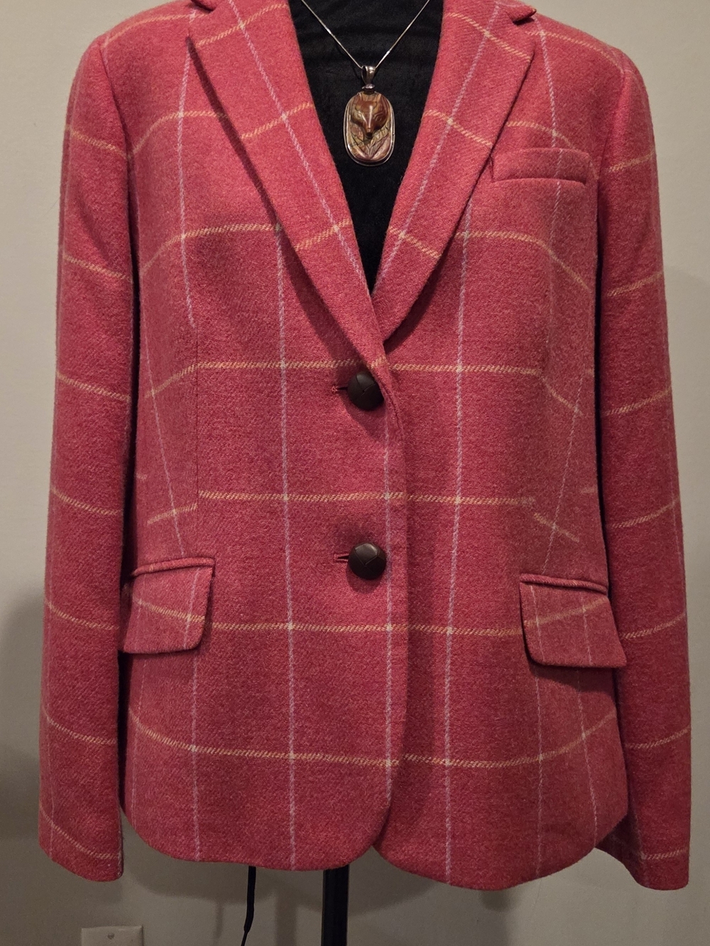 Talbots Rose Windowpane Wool Blazer